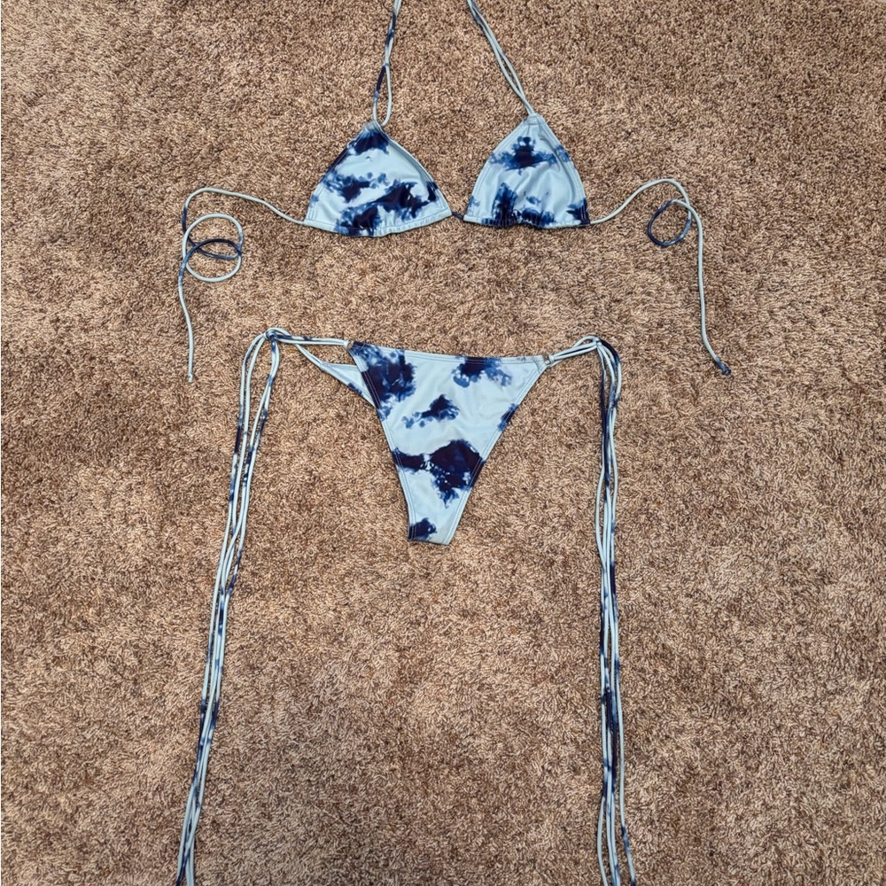 Blue Tie-Dye Bikini Set